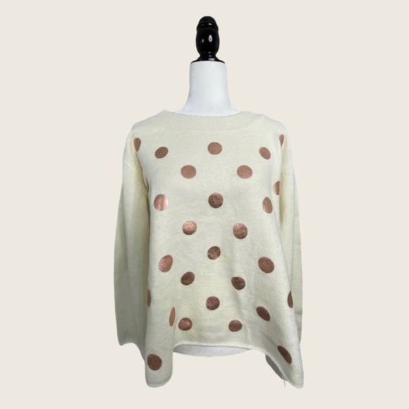 🆕 Brand New Ivory Mismash Pegun Oversized Thick Polka Dot Sweater M - Picture 1 of 11